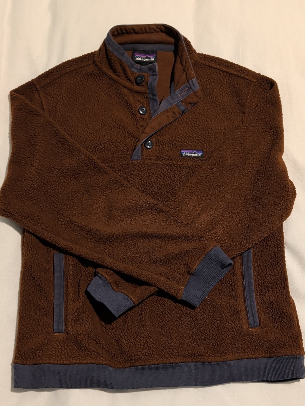 Patagonia Men’s Brown Shearling Button Pullover- Medium